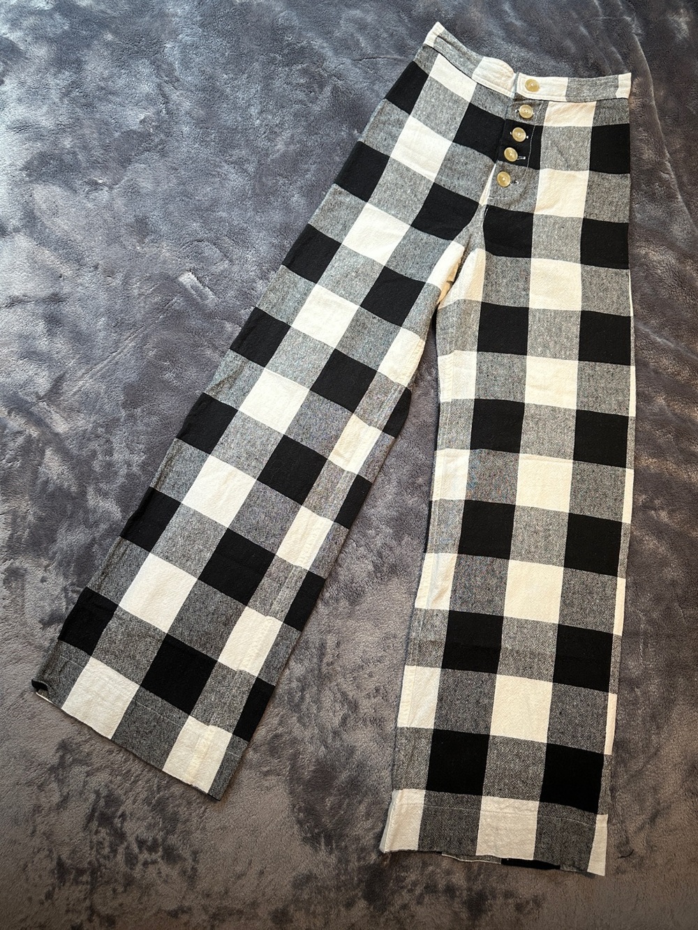 The Odells Black & White Gingham High Waisted Wide Leg Pants XS Cottagecore